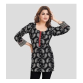 Meher Impex Cotton Printed A-line Womens Kurti - Black ( Pack of 1 ) - None