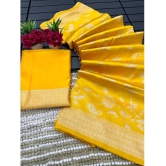 A TO Z CART Banarasi Silk Embellished Saree With Blouse Piece - Yellow ( Pack of 1 ) - Yellow