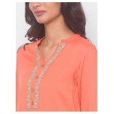 Globus - Peach Viscose Women''s Straight Kurti - M