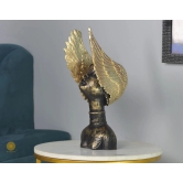 Golden Wings Angel Face Sclupture (5.5x13 Inches)-Black