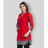 Meher Impex - Red Georgette Women''s Double Layered Kurti ( Pack of 1 ) - L