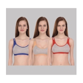 Kiran Enterprises Multicolor Cotton Non Padded Womens Sports Bra ( Pack of 3 ) - None