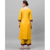 Estela - Yellow Straight Cotton Women's Stitched Salwar Suit ( Pack of 1 ) - None