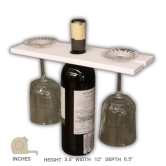 BARISH - Wine & Glass Holder | Handcrafted with Rubberwood | Holds Wine Bottle and Two Glasses I 3.5 x 12 x 0.5 Inches