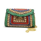 Anekaant Green Metal Box Clutch - Green