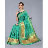 OFLINE SELCTION - Rama Cotton Blend Saree With Blouse Piece ( Pack of 1 ) - Rama