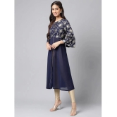 Janasya - Navy Blue Georgette Womens Front Slit Kurti ( Pack of 1 ) - None