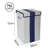 75 L Foldable Storage Box/Laundry Bag for Clothes|Toy Storage Box with Lid & Handle,Blue & Grey (Pack of 1 )