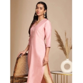 Janasya Silk Blend Solid Straight Womens Kurti - Pink ( Pack of 1 ) - None