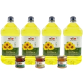 WOW Cooking Oils Certified Organic Virgin Cold Pressed Sunflower Cooking Oil (2 LTR X 4)+3 RAW Honey 55GM