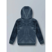 PlumTree Girls Crown Stone Velour Zip Through Hoodie- MidNight Blue - None