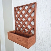 BARISH - Wall Mounted Planter - Single Square | Handcrafted with Rubberwood | Indoor Planter Frame with Stand 18 x 14 x 6 Inches