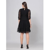 JC4U Crepe Embroidered Knee Length Womens Fit & Flare Dress - Black ( Pack of 1 ) - None