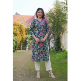 Vbuyz Cotton Printed Straight Womens Kurti - Blue ( Pack of 1 ) - None