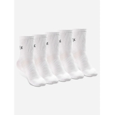 Texlon Cotton Mens Printed White Ankle Length Socks ( Pack of 5 ) - White