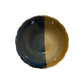 Ceramic Dining Studio Collection Half-Cut Blue & Brown Tulip Glazed Ceramic 1000ML Serving Bowl