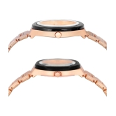 acnos Rose Gold Stainless Steel Analog Couples Watch