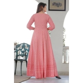 Rose Pink Chikankari Anarkali Suit Set Pink XXXL