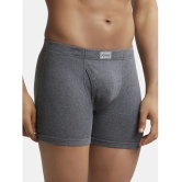 Jockey 8008 Men Super Combed Cotton Rib Solid Boxer Brief - Charcoal Melange - None