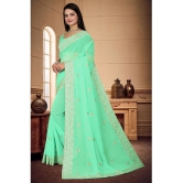 Om Shantam Sarees Georgette Embroidered Saree With Blouse Piece - Sea Green ( Pack of 1 ) - Sea Green