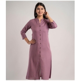 MAUKA - Purple Rayon Women''s Front Slit Kurti ( Pack of 1 ) - None