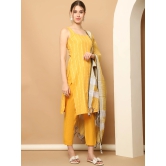 Yellow Dobby Kurta with pallazos dupatta set-L / Yellow