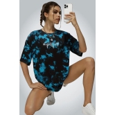 London Hills Tie Dye Tshirt for Women Oversized t Shirts for Women Drop Shoulder Tshirt Half Sleeve T-Shirt Blue Black