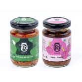 Ta Pickles | Mango Avakaya & Small Onion Pickle | 150g [Pack of 2] Combo Made with Cold Pressed Oil | Homemade | Traditional Indian Taste | Natural |