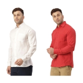 KLOSET By RIAG 100% Cotton Regular Fit Solids Full Sleeves Men's Casual Shirt - Red ( Pack of 2 ) - None