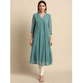 Janasya - Green Chiffon Women's Flared Kurti ( Pack of 1 ) - None