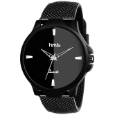 HMTe - Black Leather Analog Mens Watch