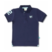 Juscubs - Navy Blue Cotton Blend Boy's Polo T-Shirt ( Pack of 1 ) - None