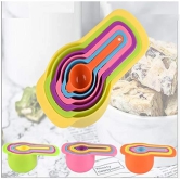 STORE77® 6Pcs Rainbow Colorful Measuring Cups and Spoons Set Includes:1/2Tbls, 1Tbls,1/4 Cup,1/3 Cup,1/2 Cup,1cup Capacity:250ml 125ml 85ml 60ml 15ml 7.5m Baking Measuring Cups Spoons (Random Color)