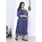 Swasti Cotton Blend Printed Anarkali Women's Kurti - Blue ( Pack of 1 ) - None