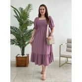 Sheetal associates Crepe Solid Midi Womens Fit & Flare Dress - Purple ( Pack of 1 ) - None