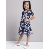 MINI & MING Girls Floral Printed Georgette Fit & Flare Dress