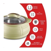 Milton Weave 1000 Insulated Inner Stainless Steel Casserole with Glass Lid, 780 ml, Beige | BPA Free | Food Grade | Easy to Carry | Easy to Store | Ideal For Chapatti | Roti | Curd Maker - B