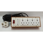 6A 4 Sockets (3 Pin Socket) & 1 Switch Extension Box with Indicator, 16A Plug & 40m Wire