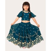 Ethnic Wear Georgette Silk Embroidered Indian Style Full Stitched Lehenga Choli Set-Blue / 3 Years-4 Years