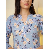 Tissu Cotton Printed Straight Womens Kurti - Blue ( Pack of 1 ) - None