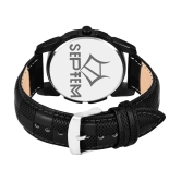 Septem Black Leather Analog Mens Watch