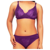 TCG Purple Cotton Lycra Bra & Panty Set - 38