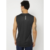 Men Black Textured Sleeveless Sports T-shirt