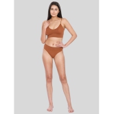 ILRASO - Brown Poly Cotton Women's Bra & Panty Set ( Pack of 1 ) - None