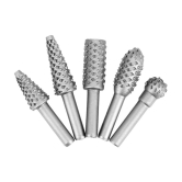 5 PCS Rotary Burr Rasp Wood Carving File Woodworking Drill Bit 1/4-inch Round Shank Chisel Embossed Deburring Polishing Grinding Head for Carpenter