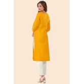 Glomee - Yellow Cotton Women's Straight Kurti ( Pack of 1 ) - None