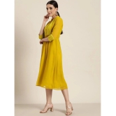 Juniper Georgette Embroidered Midi Womens Fit & Flare Dress - Mustard ( Pack of 1 ) - None