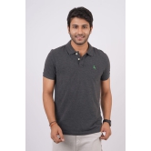 Men's Charcoal Melange Embroidery Polo T-Shirt