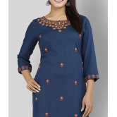 Doriya - Blue Rayon Women's Straight Kurti - L