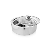 URBAN SPOON Stainless Steel Chapatti Box, Chapatti Pot, hot Pot, Double Wall Insulated Roti Server, Serving Bowl with Glass Lid 1300 ml 21.5 Cm